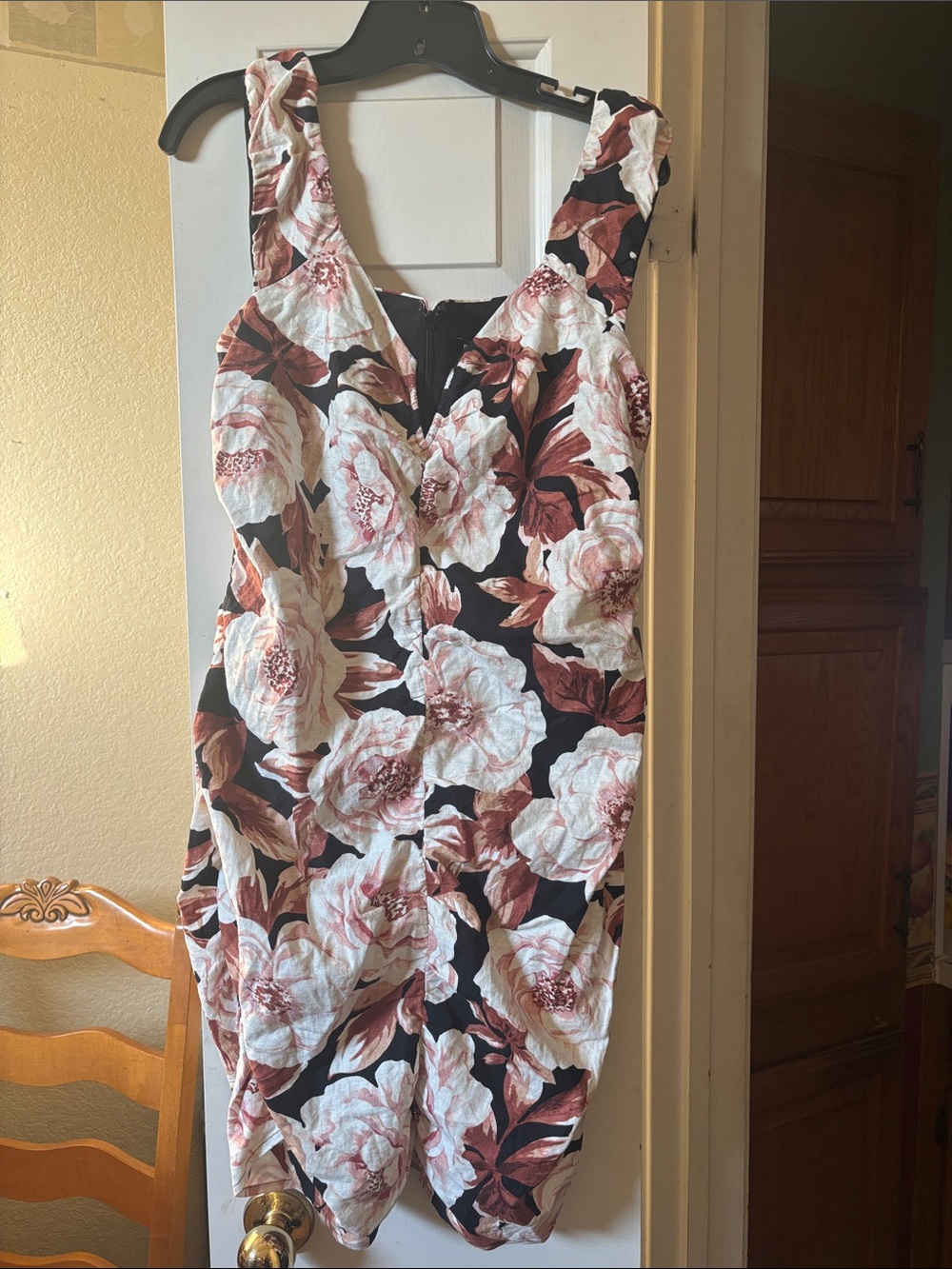 Express Floral Midi Dress in Black, White & Brown